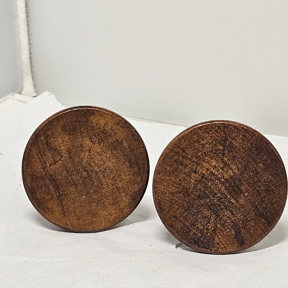 Vintage Small Turned Wood Wooden Candle Holders Candlesticks - Picture 5 of 8